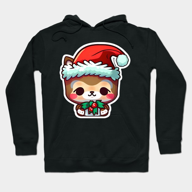 Cute Adorable Chibi Kawaii Christmas Teddy Bear Hoodie by The Little Store Of Magic
